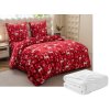Sada 2ks mikroplyšového povlečení VELVET CHRISTMAS červené + prostěradlo mikroplyš SOFT 180x200 cm bílé, dvoulůžko