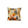 Barevný mikroplyšový povlak na polštářek AUTUMN VILLAGE 45x45 cm s podzimním motivem