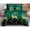 Vánoční povlečení z mikrovlákna EMERALD DEER zelené se zlatým jelenem