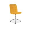 Moderní kancelářské křeslo Q-020 VELVET žluté s chromovým podstavcem