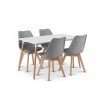 Jídelní set 1 + 4, bílý stůl ADRIA 120x80 cm + světle šedá židle BALI MARK s bukovými nohami