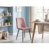 Růžová sametová židle LAVA s černými nohami