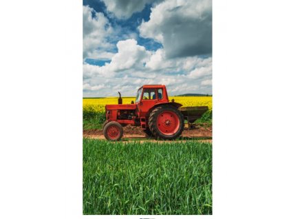12704 bavlneny frote rucnicek 30x50 cm cerveny traktor