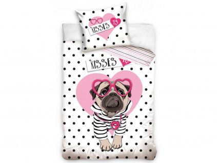 3D fototisk - BedTex bavlna povlečení pes Mops motiv Polibek za dolar bavlna 70x90 140x200 3D fototisk - BedTex bavlna povlečení pes Mops motiv Polibek za dolar bavlna 70x90 140x200