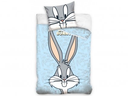 Zip - Povlečení do postýlky 100x135 + 40x60 cm - Králíček Bugs Bunny modré Zip - Povlečení do postýlky 100x135 + 40x60 cm - Králíček Bugs Bunny modré