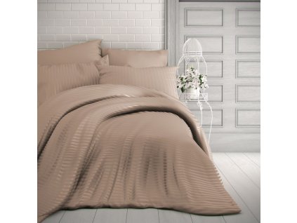Zip - Saténové povlečení s proužkem 140x200 + 70x90 cm - Béžové Zip - Saténové povlečení s proužkem 140x200 + 70x90 cm - Béžové