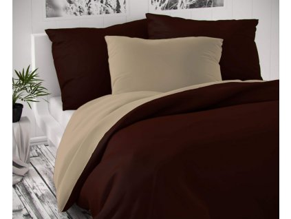 Bavlněný satén - Saténové francouzské povlečení LUXURY COLLECTION 200x200 + 2x 70x90 cm - Tmavě hnědé / béžové Bavlněný satén - Saténové francouzské povlečení LUXURY COLLECTION 200x200 + 2x 70x90 cm - Tmavě hnědé / béžové