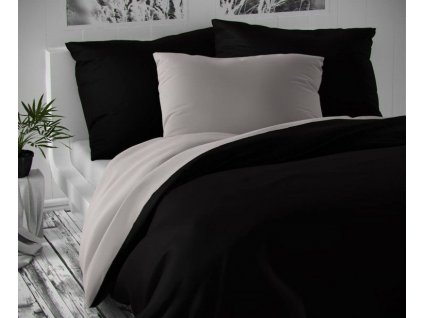 Kvalitex - Saténové francouzské povlečení LUXURY COLLECTION 220x200 + 2x 70x90 cm - Černé / světle šedá Kvalitex - Saténové francouzské povlečení LUXURY COLLECTION 220x200 + 2x 70x90 cm - Černé / světle šedá