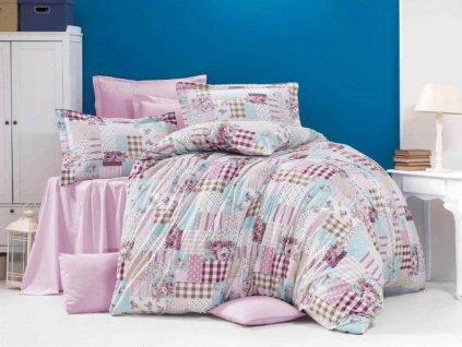 Kvalitex - Francouzské krepové povlečení 200x200 + 2x 70x90 cm - Patchwork růžový Kvalitex - Francouzské krepové povlečení 200x200 + 2x 70x90 cm - Patchwork růžový