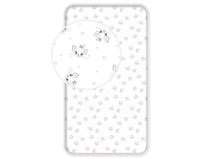 Pružné napínací prostěradlo 90x200 bavlna Marie Cat "Light Pink"