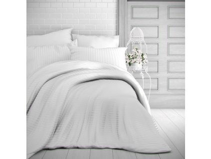 lozni satenove povleceni s prouzkem 140x200 70x90cm bile 633703 0