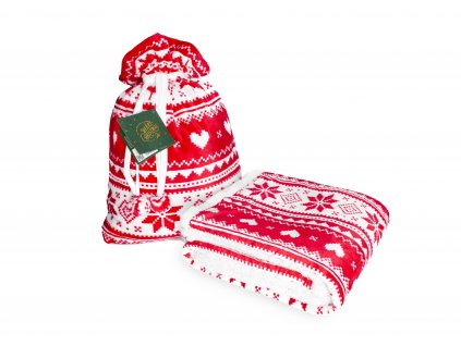 Vánoční deka beránková 150x200 cm - Červená