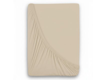 Luxusní bavlněné JERSEY prostěradlo s lycrou 120x200 cm - světle béžová