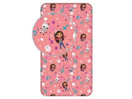 Bavlněné napínací prostěradlo 90x200 + 25 cm - Gabby´s Dollhouse1