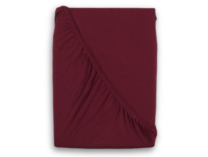 Luxusní bavlněné JERSEY prostěradlo s lycrou 90x200 cm - vínová