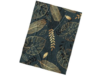 42965 mikroplysova deka zlate listy 150x200