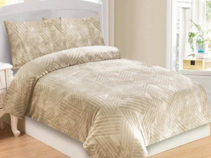 Povlečení mikroplyš 140x200 + 70x90 cm - Trojice béžová