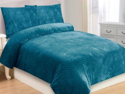 Povlečení mikroplyš 140x200 + 70x90 cm - Trojice petrolejová