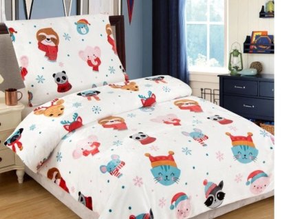Vánoční mikroplyšové povlečení 140x200 + 70x90 cm - ZOO