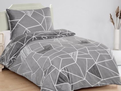 Povlečení mikroplyš 140x200 + 70x90 cm - Triangulo šedé