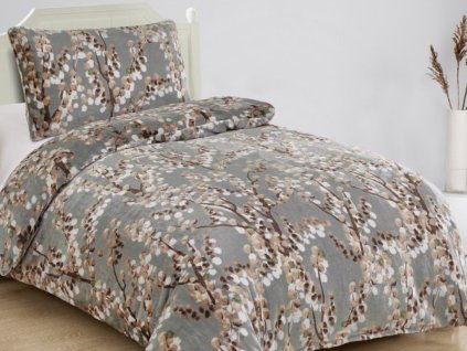Povlečení mikroplyš 140x200 + 70x90 cm - Hnědé větvičky