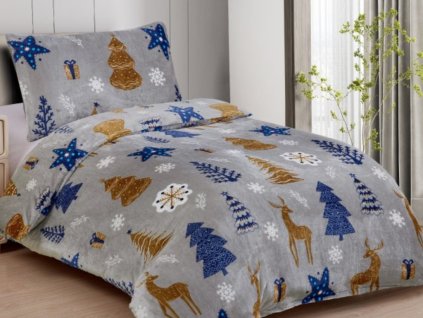 Vánoční mikroplyšové povlečení 140x200 + 70x90 cm - Natale