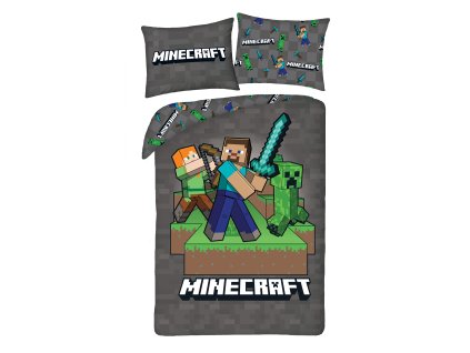Povlečení z mikrovlákna 140x200 + 70x90 cm - Minecraft "Steve a Alex"