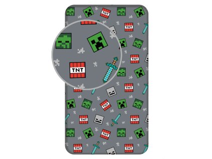 Bavlněné napínací prostěradlo 90x200 + 25 cm - Minecraft "We got this"