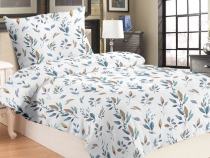 Povlečení mikroplyš 140x200 + 70x90 cm - Šedomodré větvičky