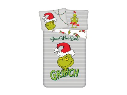 Vánoční bavlněné povlečení 140x200 + 70x90 cm - Grinch "Guess Who´s back"