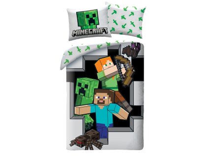 Bavlněné povlečení 140x200 + 70x90 cm - Minecraft "Action"