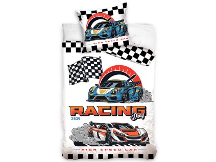 Bavlněné povlečení 140x200 + 70x90 cm - Auta Racing Drag3