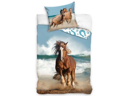 Bavlněné povlečení 140x200 + 70x90 cm - Kůň na pobřeží1