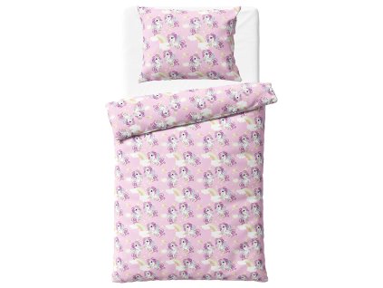 Bavlněné povlečení 140x200 + 70x90 cm - Jednorožec duhový svět1
