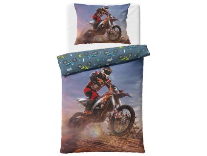 Bavlněné povlečení 140x200 + 70x90 cm - Motokros závod v poušti1