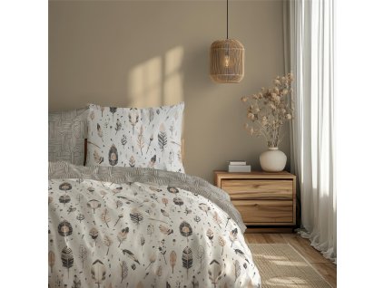 Bavlněné saténové povlečení 140x200 + 70x90 cm - Boho 007