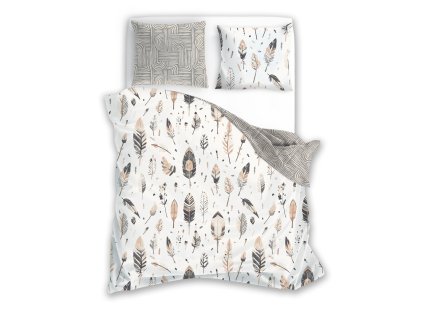 Bavlněné saténové povlečení 140x200 + 70x90 cm - Boho 007