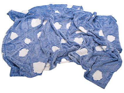 Deka mikroflanel 100x150 modrá s obláčky, svítící ve tmě
