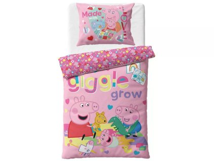 44665 detske povleceni prasatko pepina cas na hrani 140x200 70x90 cm