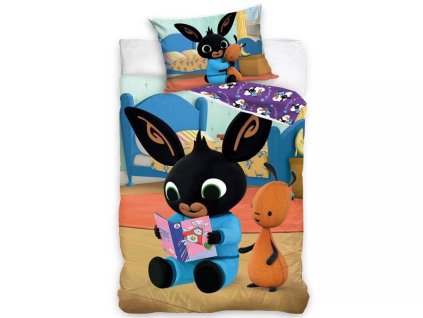 Povlečení do postýlky 100x135 + 40x60 cm - Zajíček Bing "Čtení pohádek"