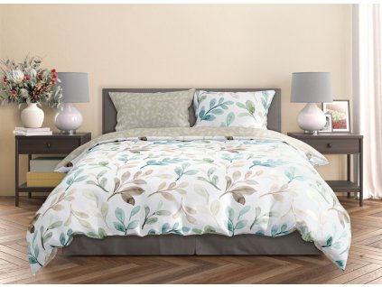 Bavlněné saténové povlečení 140x200 + 70x90 cm - Milagro Verde 0182