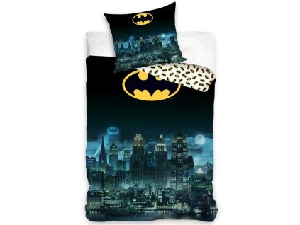 Bavlněné povlečení 140x200 + 70x90 cm -  Batman "Noční Gotham"