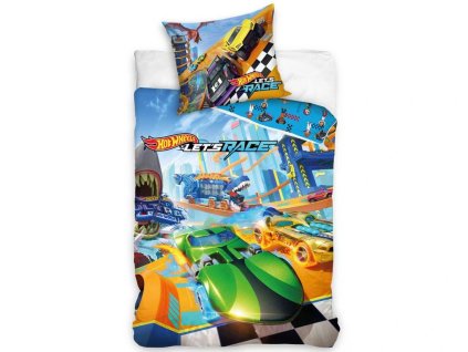 Bavlněné povlečení 140x200 + 70x90 cm - Hot Wheels "Let´s Race"