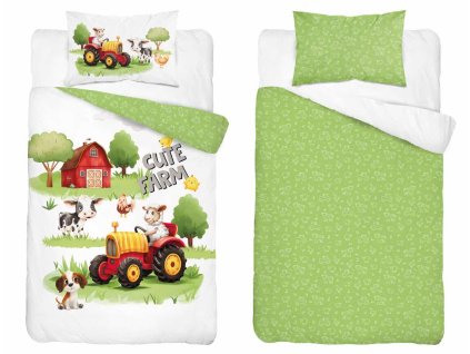 Povlečení do postýlky 100x135 + 40x60 cm - Roztomilá farma