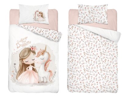 Povlečení do postýlky 100x135 + 40x60 cm - Jednorožec ze snu