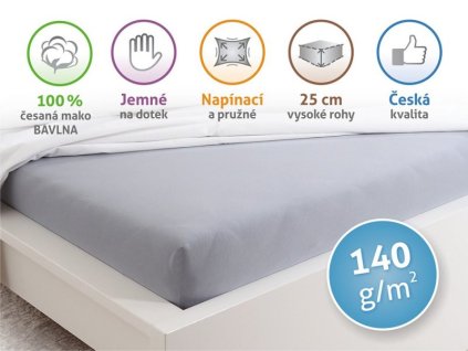 4991 prosteradlo jersey cesana bavlna mako 90x200 cm seda