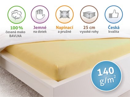 5012 2 prosteradlo jersey cesana bavlna mako 90x200 cm zluta