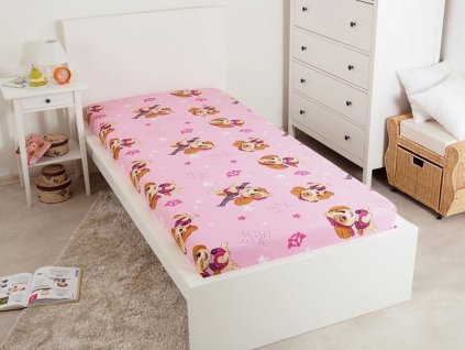 5171 bavlnene licencni prosteradlo s gumou tlapkova patrola skye 90x200