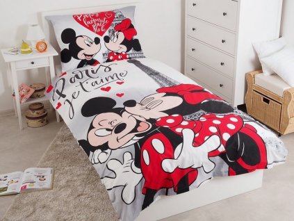 5246 bavlnene povleceni 140x200 70x90 cm mickey a minnie v parizi