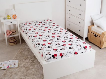 5258 bavlnene licencni prosteradlo pro deti mickey a minnie v parizi 90x200